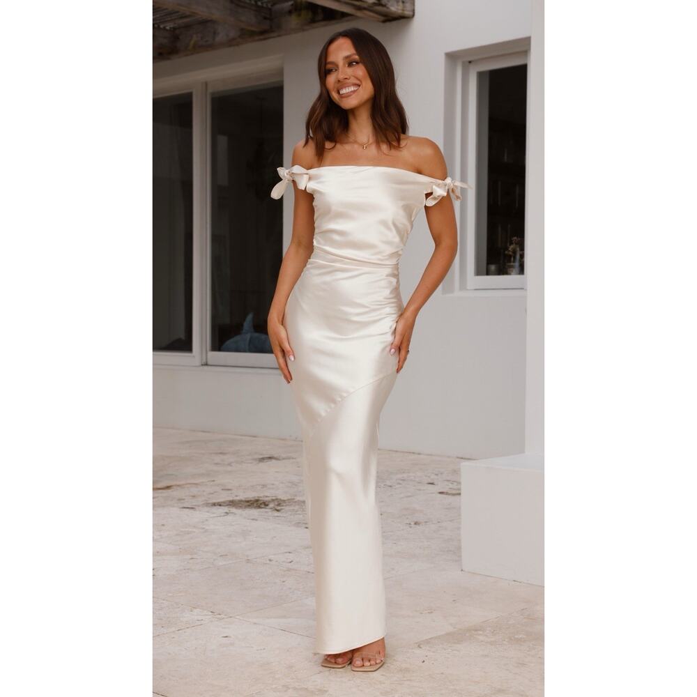 NWT Billy J Frida Maxi Dress Womens 10 Champagne Gold Wedding Guest Event Wear